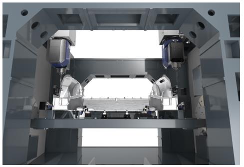 普拉迪大型一體化壓鑄車身結(jié)構(gòu)件加工設(shè)備，雙五軸龍門加工中心（5）